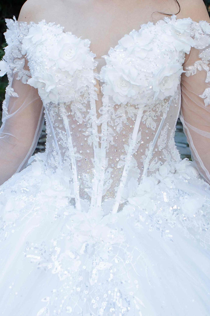 Long Sleeve Ball Gown by Cinderella Couture 8325J