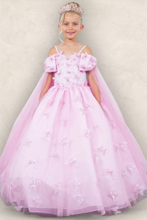 strapless open back dress Girls Butterfly Cold Shoulder Gown by Cinderella Couture 8350 – ABC Fashion