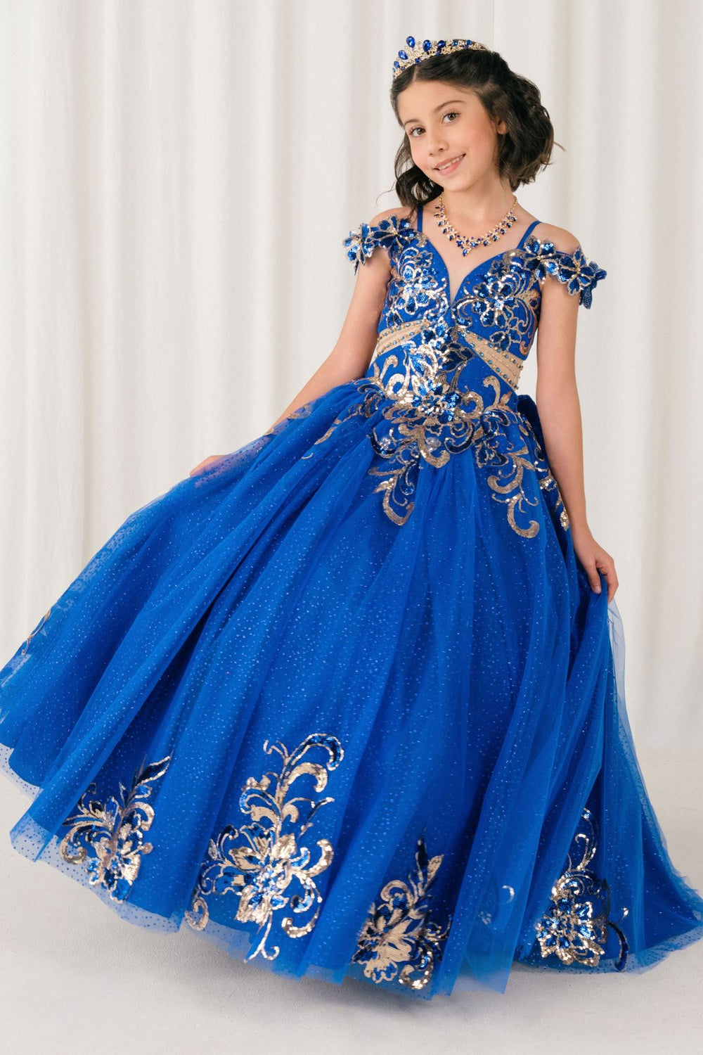 Girls Off Shoulder Gown by Cinderella Couture 8420 2 / Royal