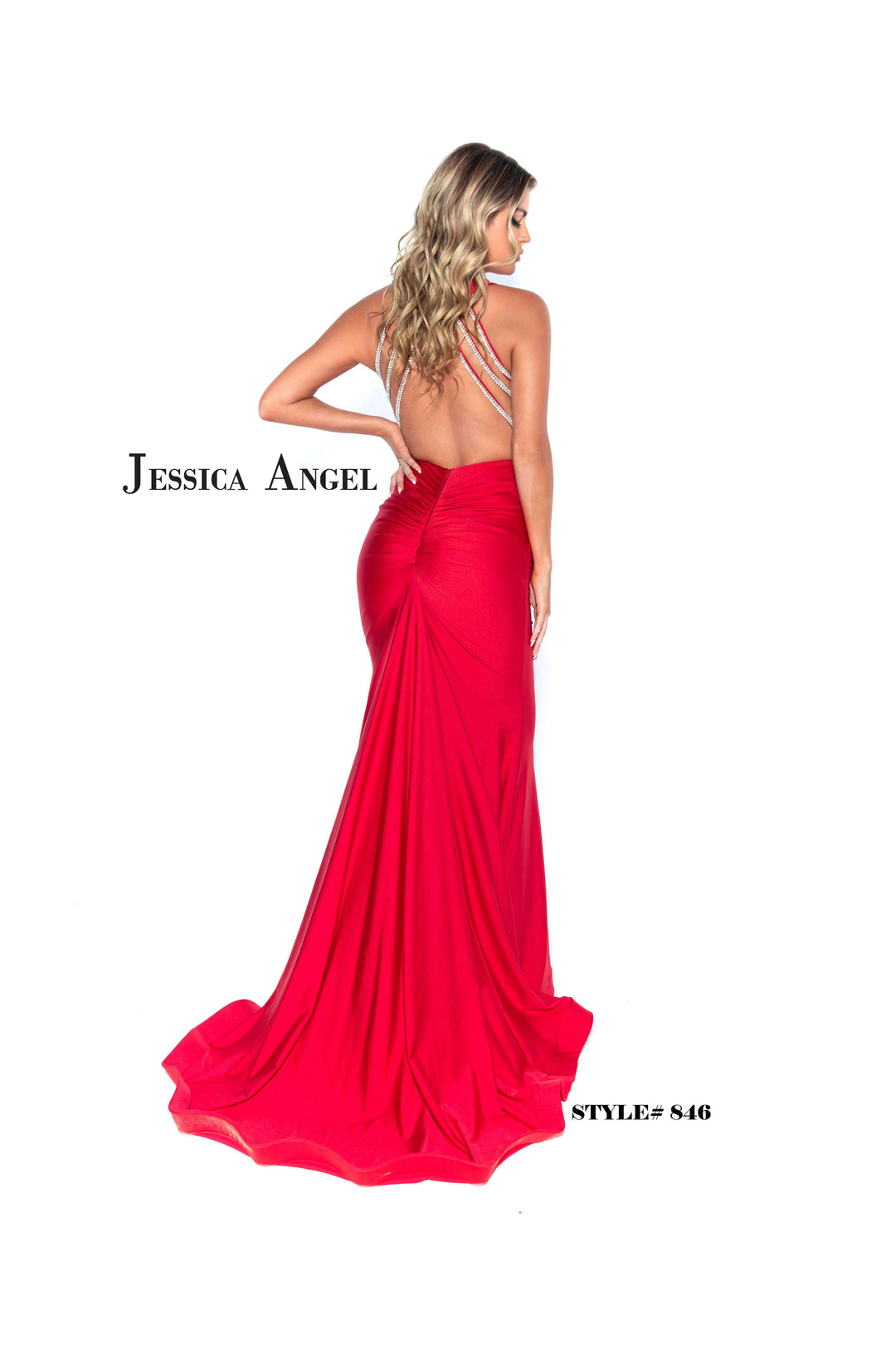 Jersey Fitted Halter Gown by Jessica Angel 846