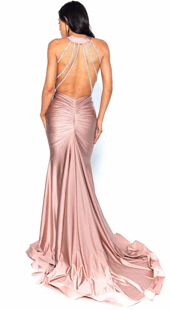 Jersey Fitted Halter Gown by Jessica Angel 846