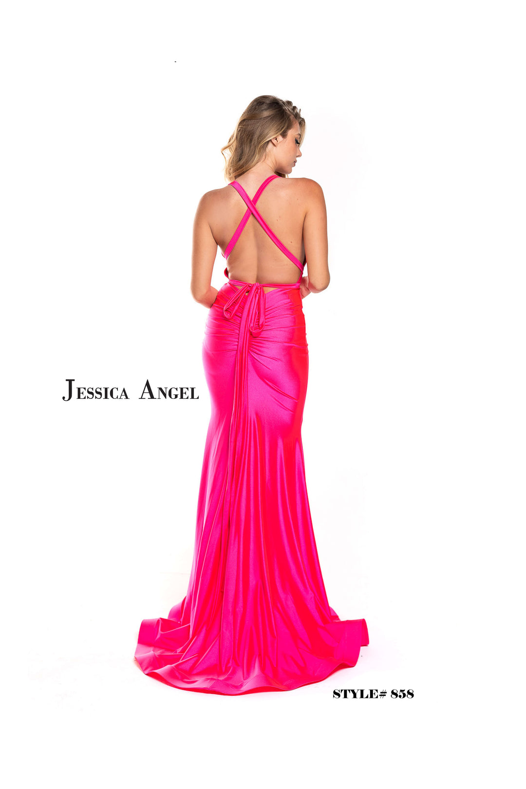 Jersey Fitted Halter Gown by Jessica Angel 858