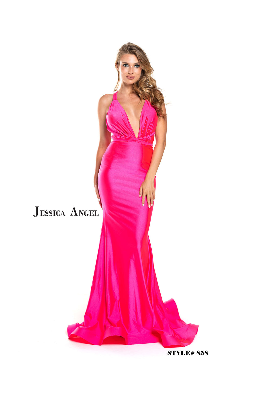 Jersey Fitted Halter Gown by Jessica Angel 858