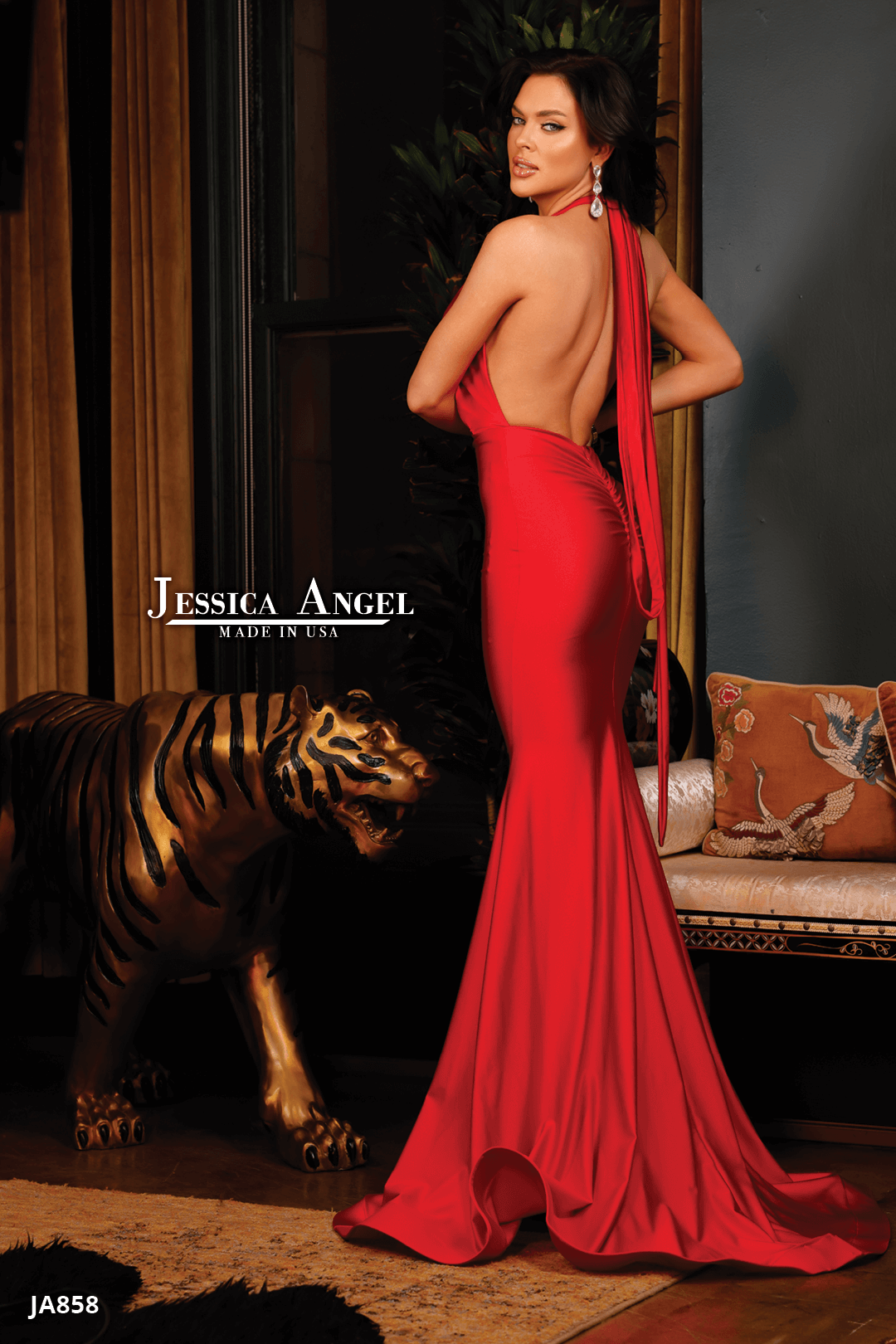 Jersey Fitted Halter Gown by Jessica Angel 858