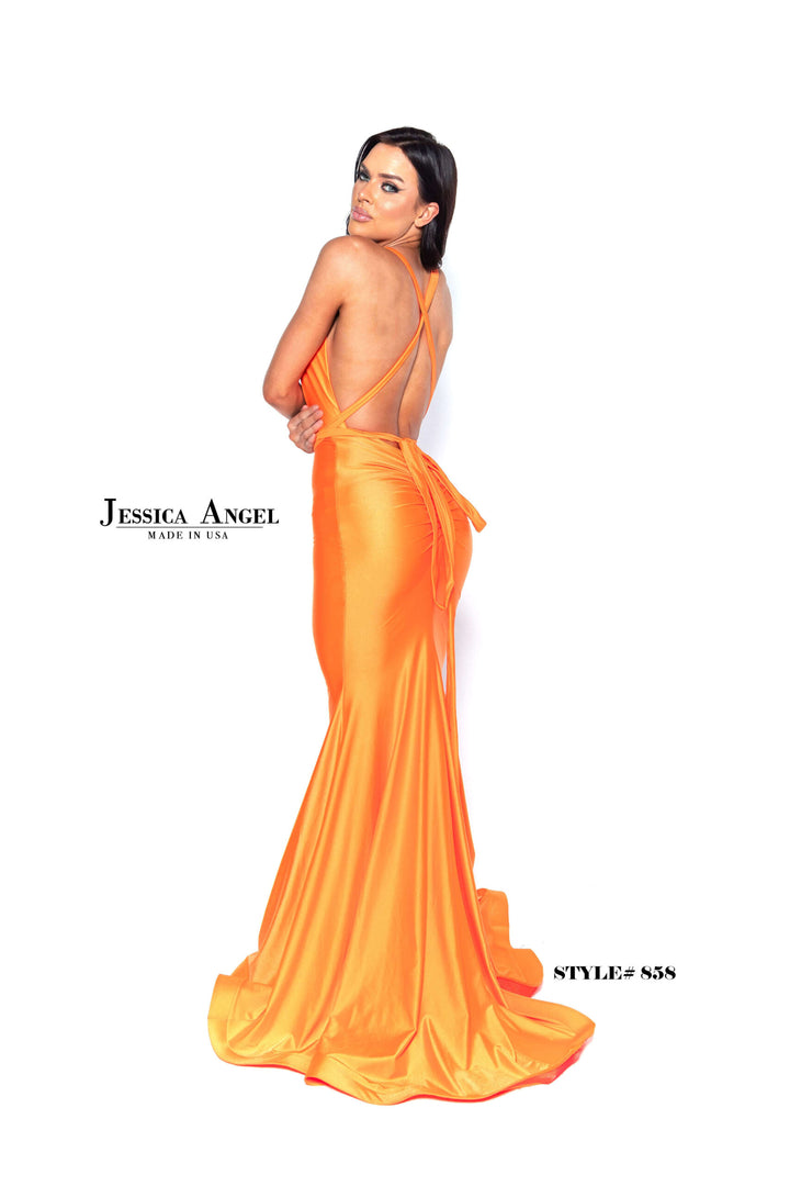 Jersey Fitted Halter Gown by Jessica Angel 858