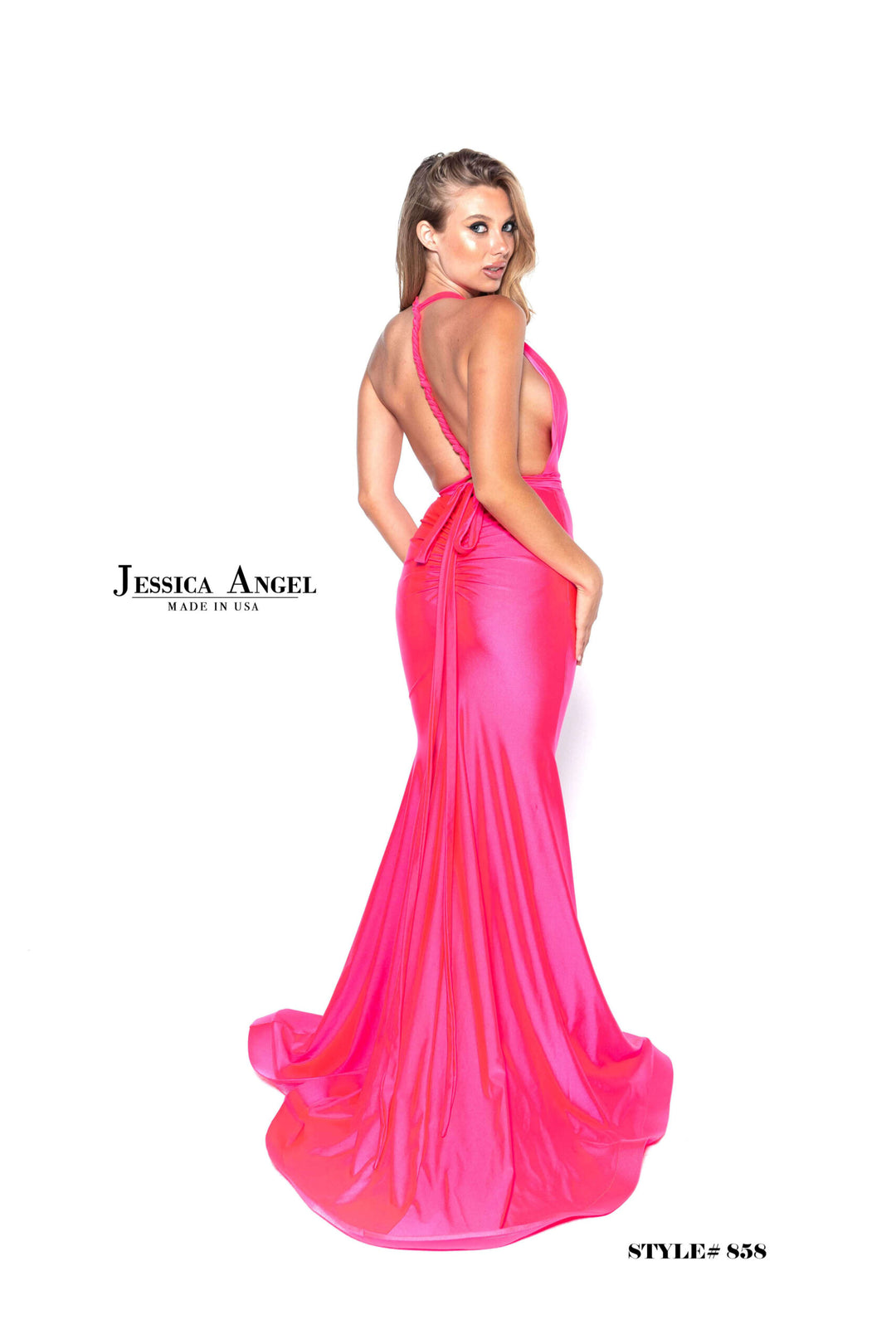 Jersey Fitted Halter Gown by Jessica Angel 858