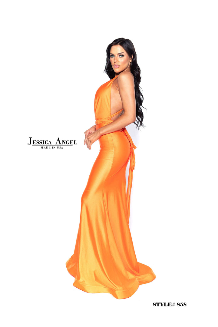 Jersey Fitted Halter Gown by Jessica Angel 858