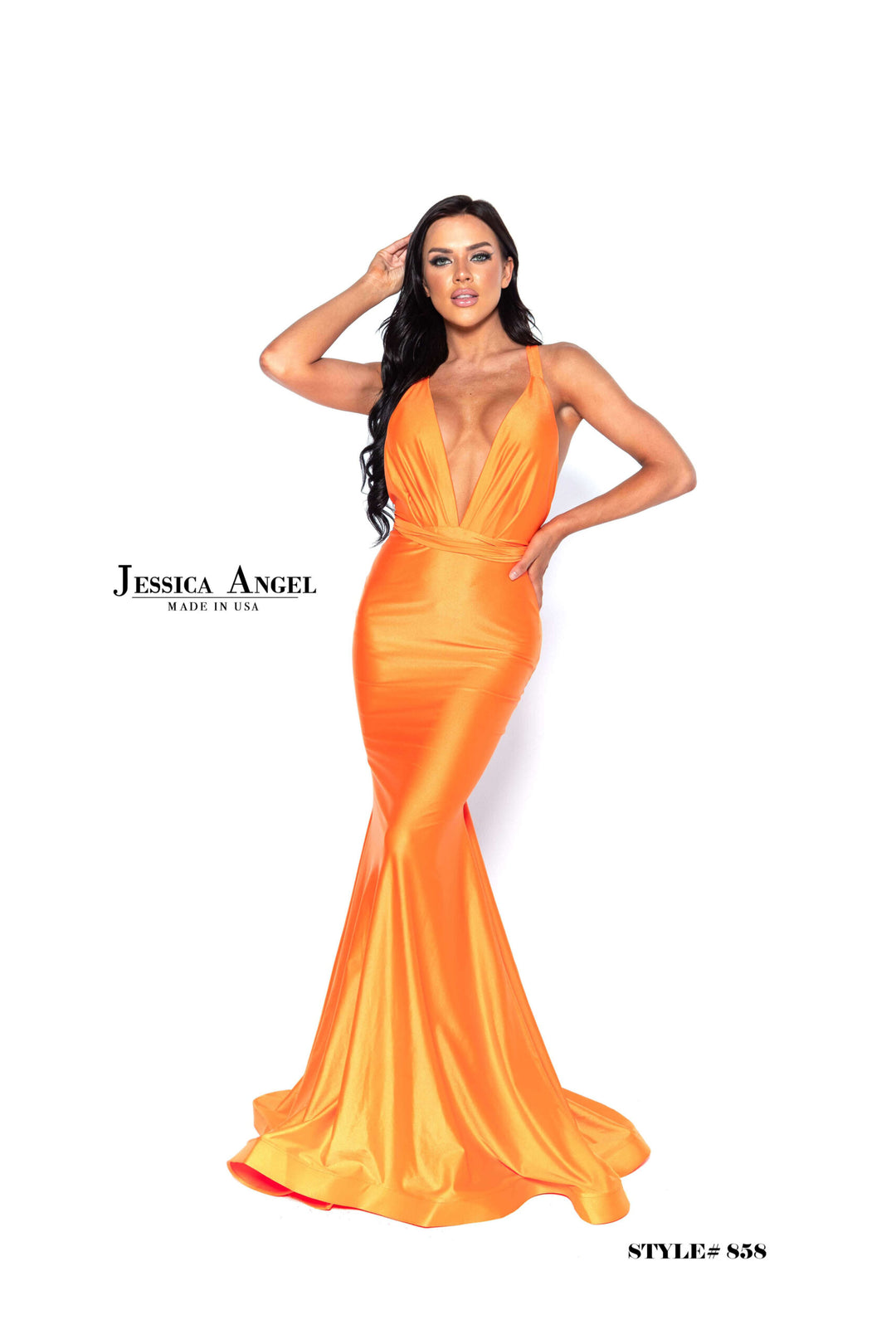 Jersey Fitted Halter Gown by Jessica Angel 858