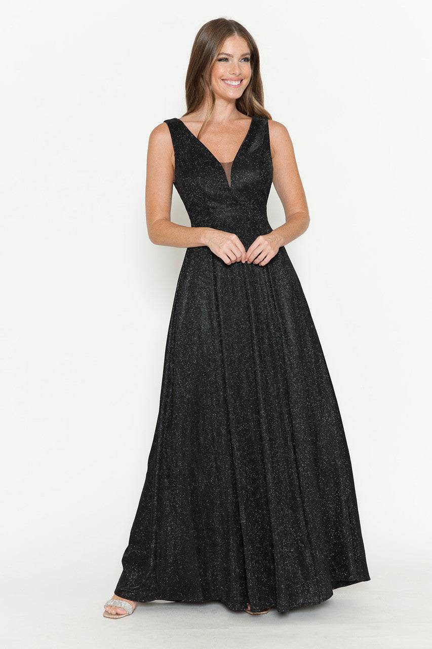 Metallic Sleeveless A-line Gown by Lenovia 5256