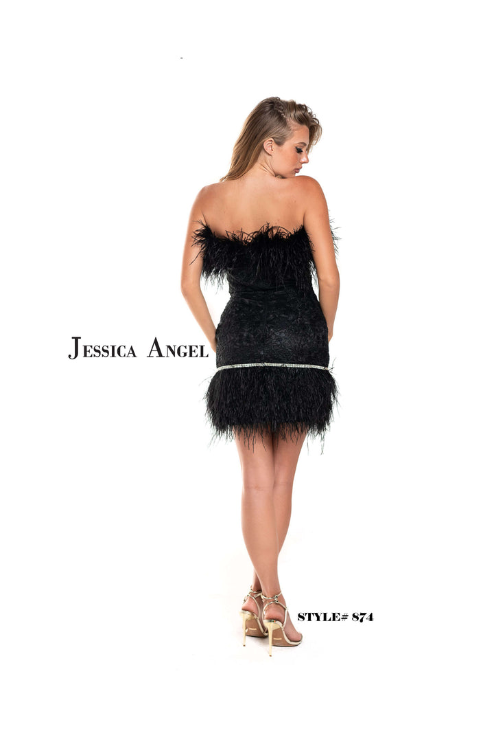 Feather Short Strapless Dress by Jessica Angel 874