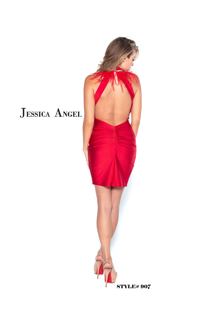 Feather Short Halter Dress by Jessica Angel 907