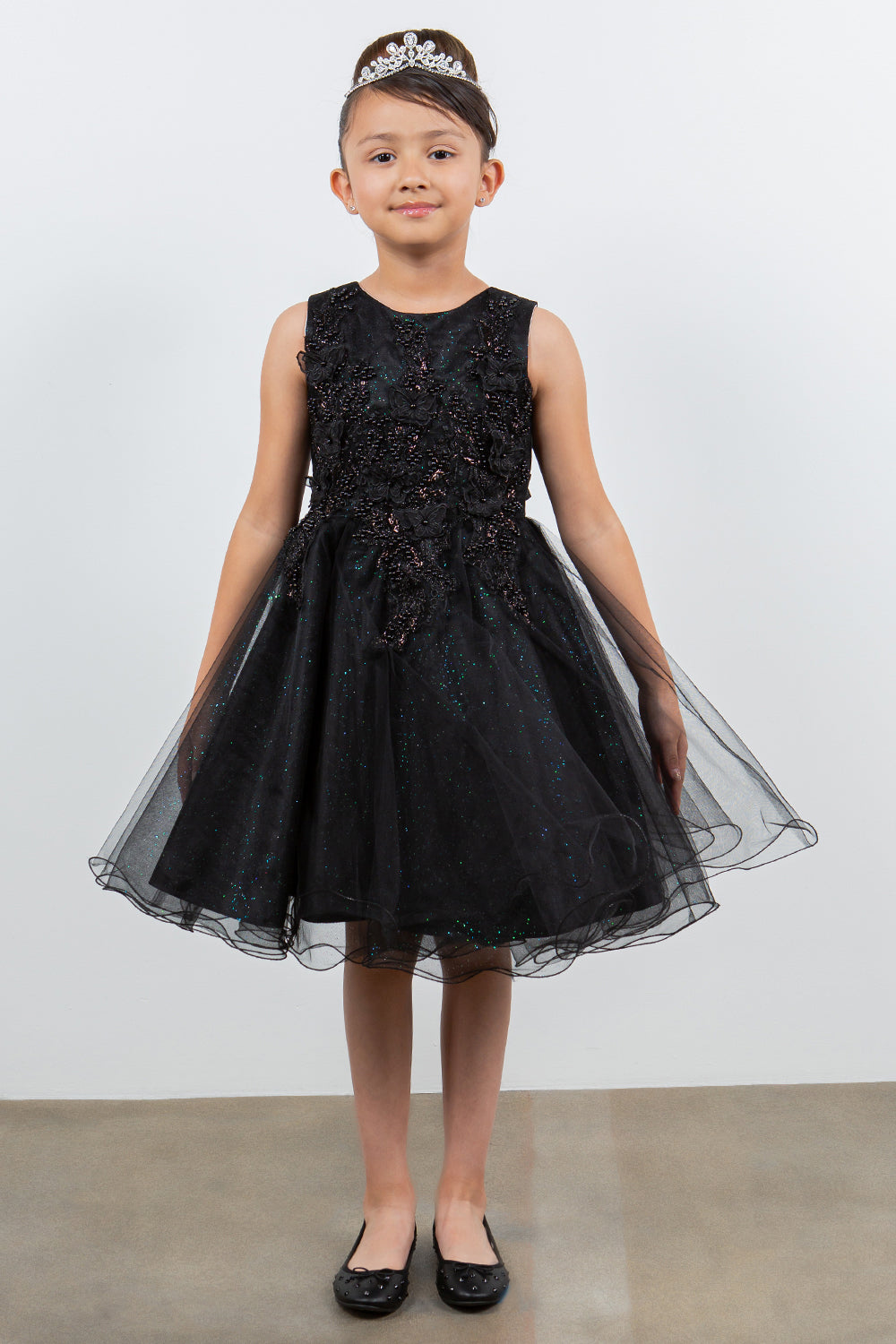 Girls Short Sleeveless Dress by Cinderella Couture 9150 8 / Black