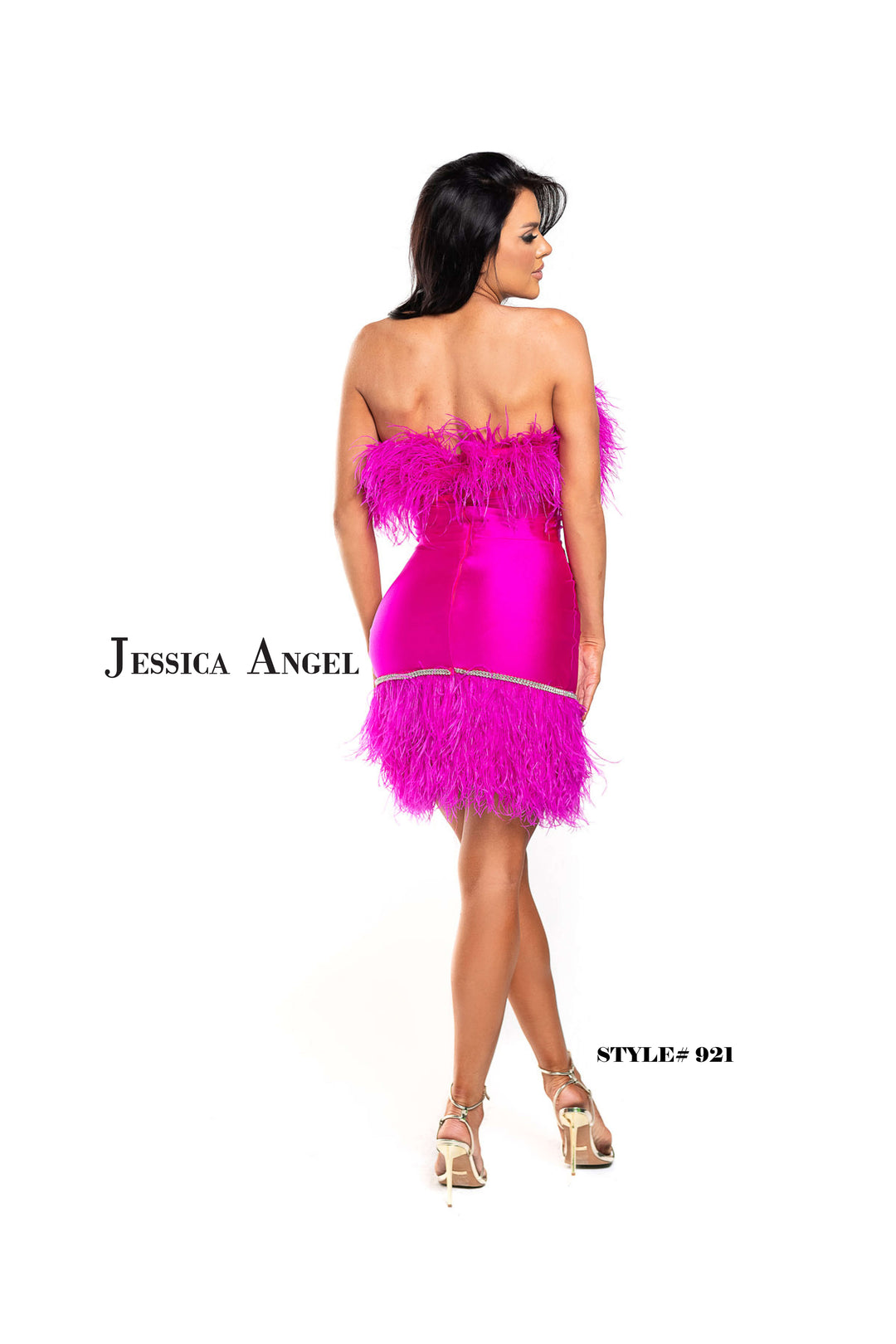 Feather Short Strapless Dress by Jessica Angel 921