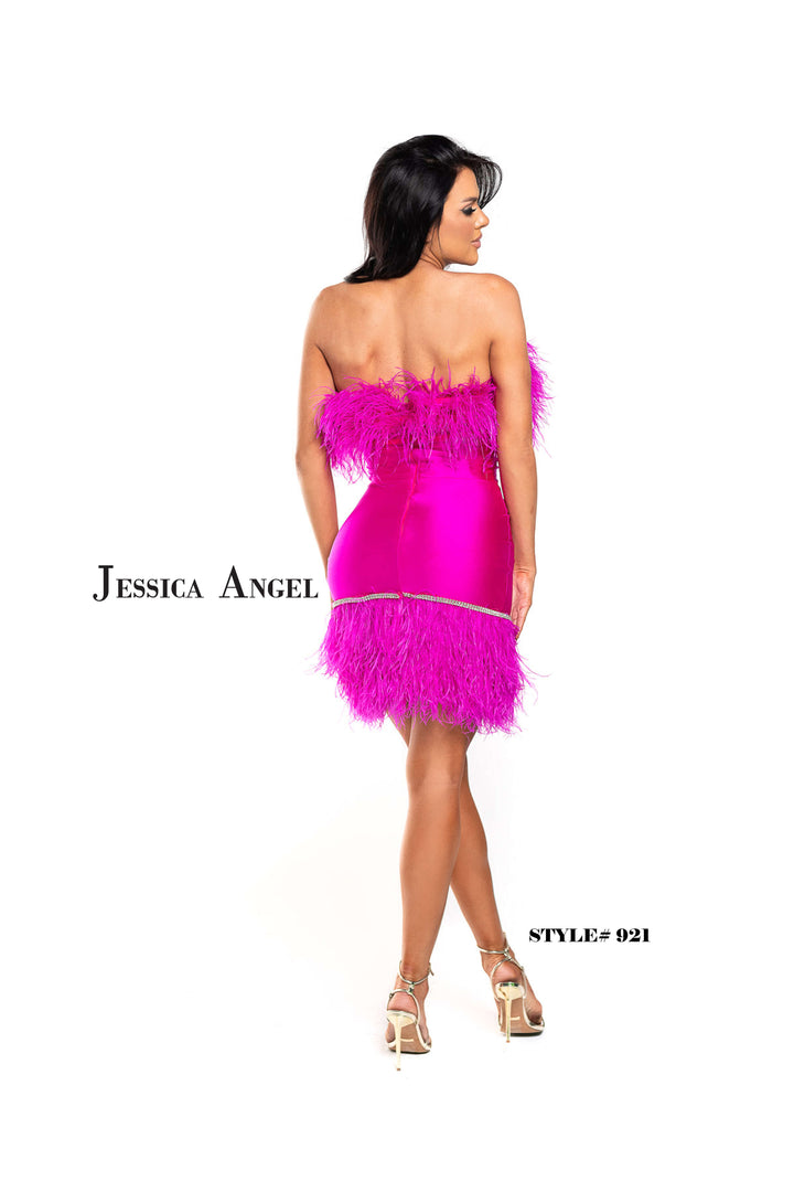 Feather Short Strapless Dress by Jessica Angel 921