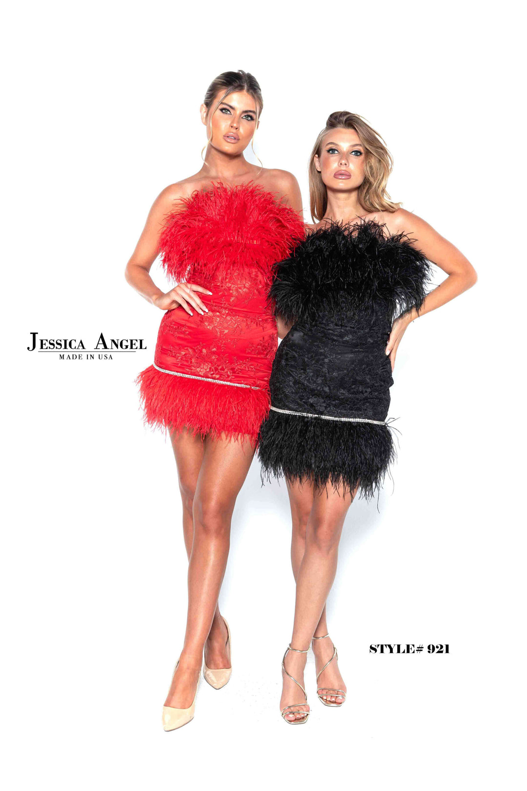 Feather Short Strapless Dress by Jessica Angel 921