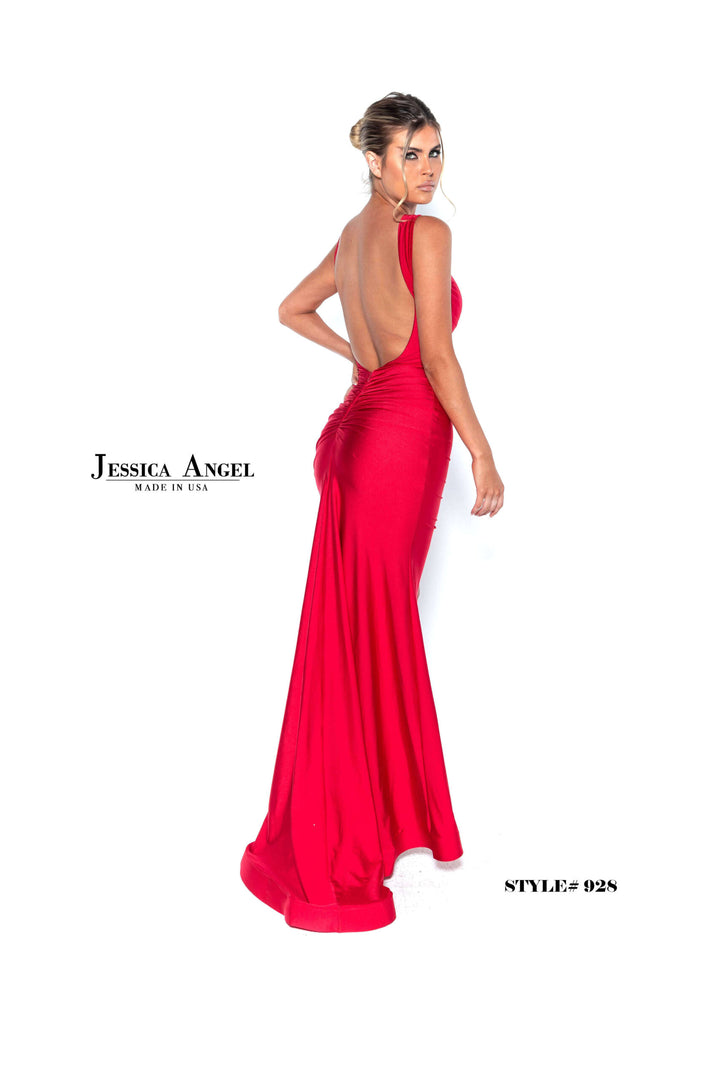 Jersey Fitted Keyhole Slit Gown by Jessica Angel 928