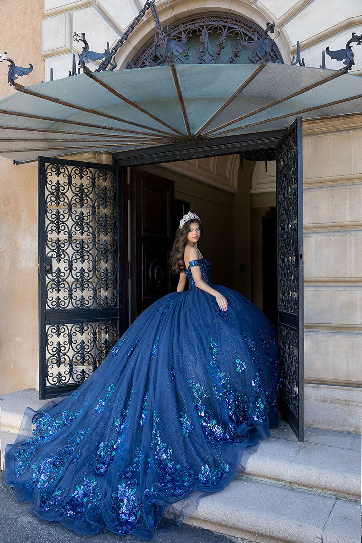 Floral Off Shoulder Ball Gown by Petite Adele PQ1073