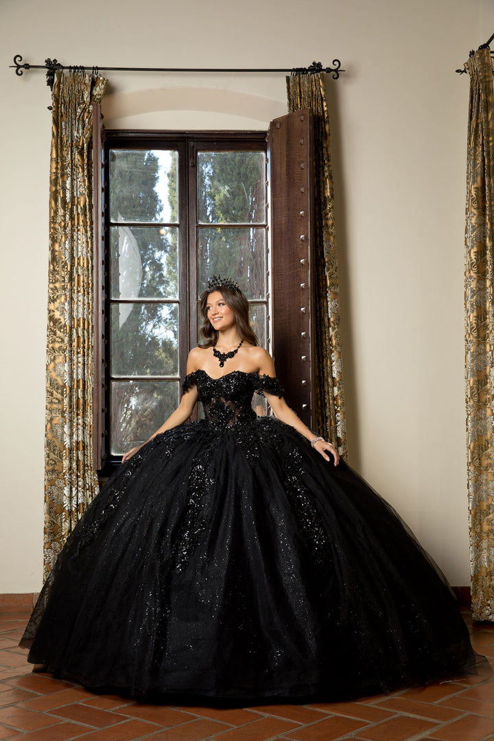Applique Corset Ball Gown by Petite Adele PQ1070