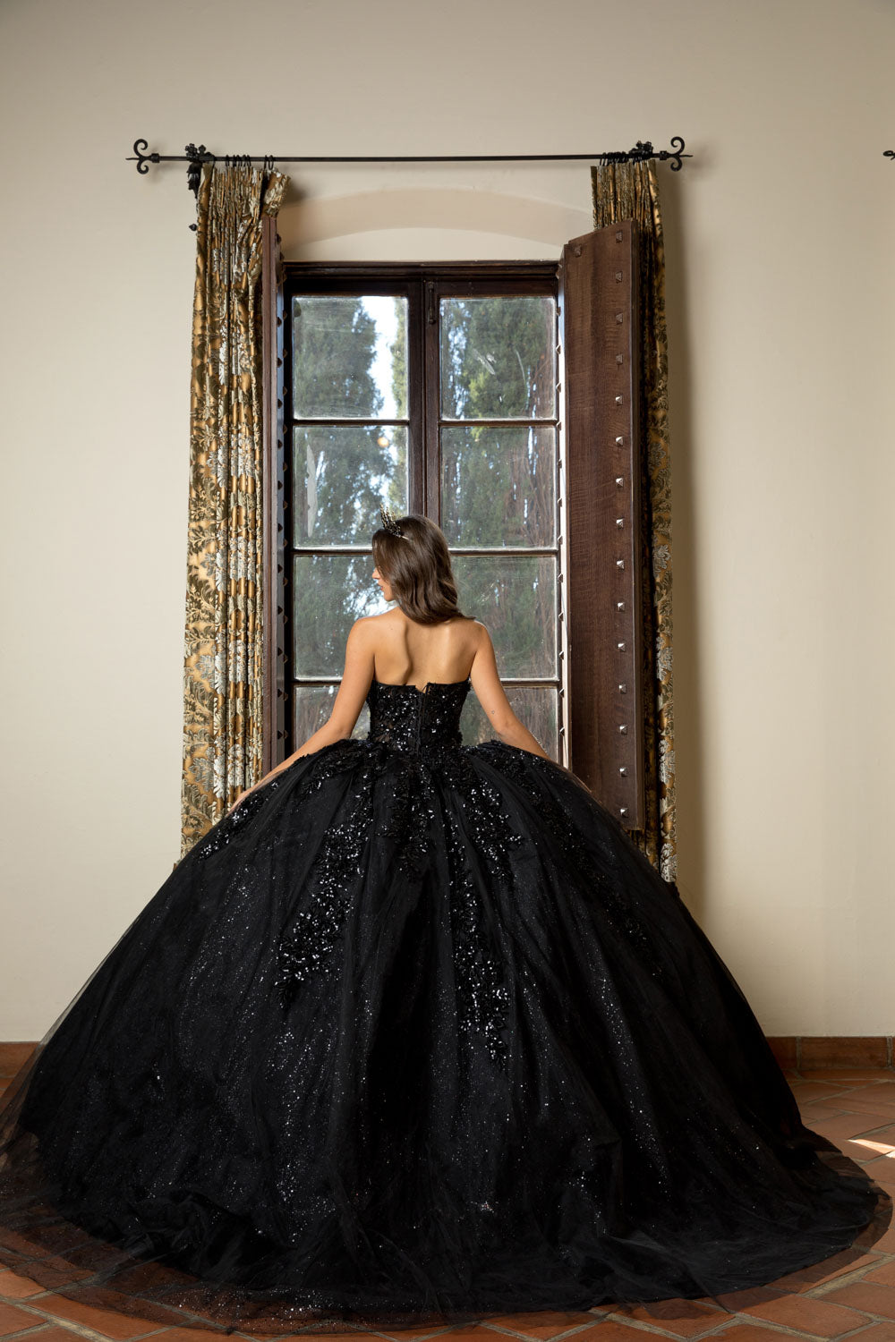 Applique Corset Ball Gown by Petite Adele PQ1070