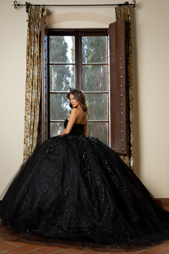 Applique Corset Ball Gown by Petite Adele PQ1070