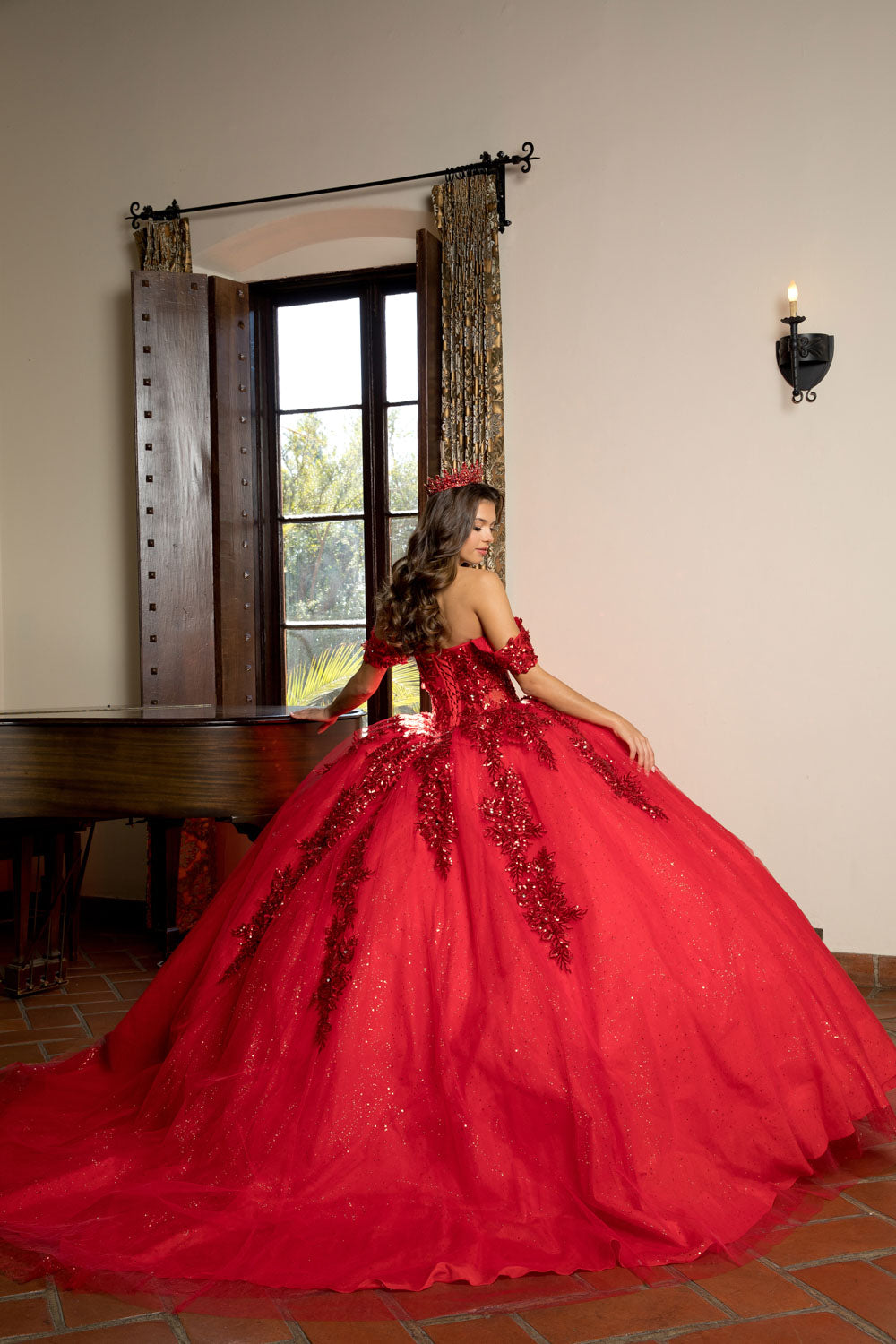 Applique Corset Ball Gown by Petite Adele PQ1070