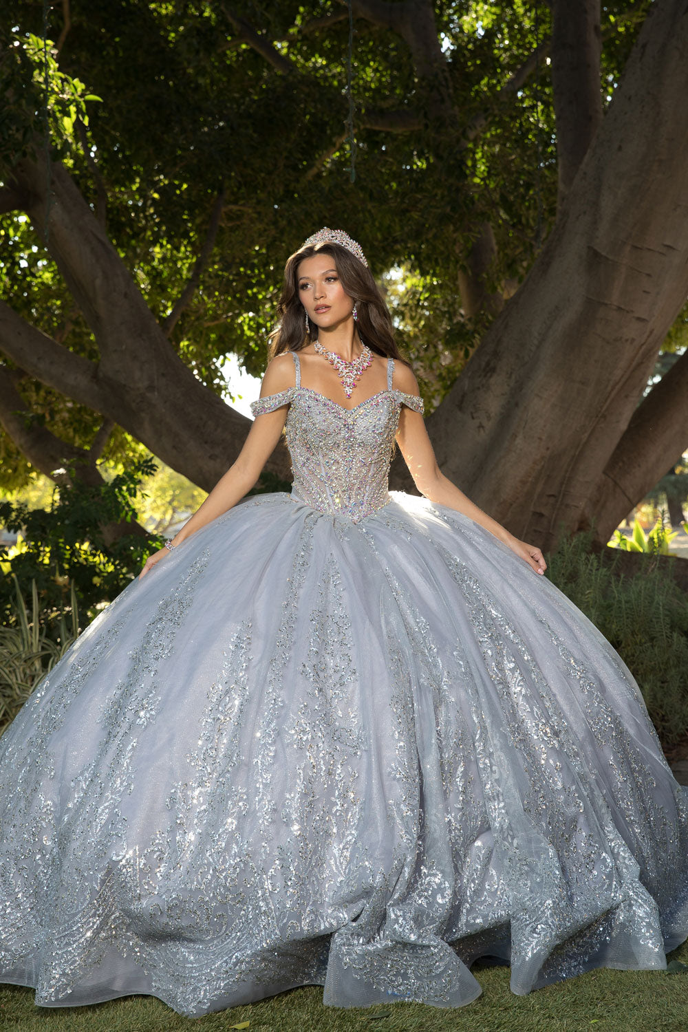 Cold Shoulder Ball Gown by Petite Adele PQ1077 Cold Shoulder Ball Gown by Petite Adele PQ1077