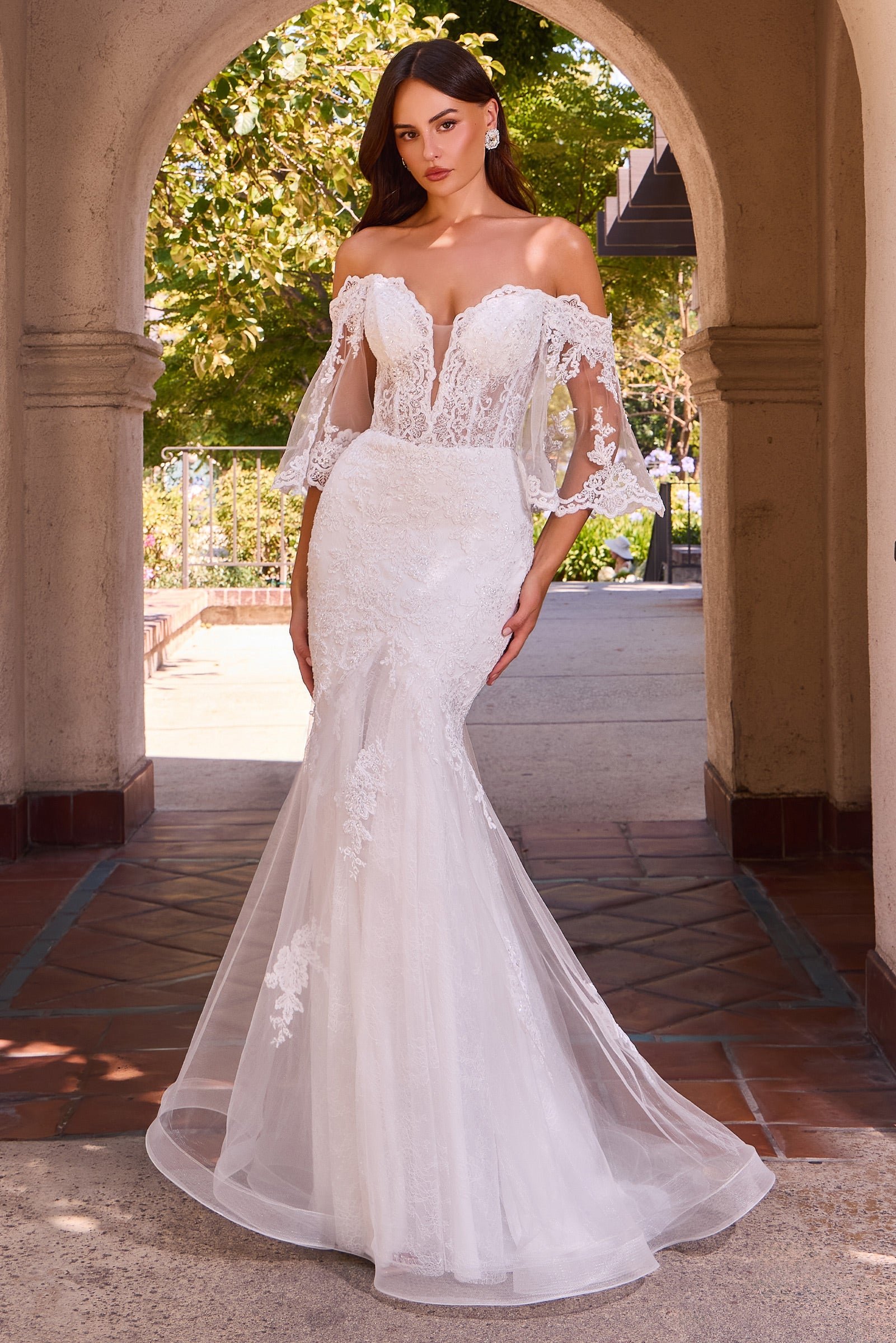 off the shoulder bell sleeve wedding dress White Gown by Ladivine CD659W – ABC Fashion Size:Infant 5 Large Occasions Are you looking for section-best-sellers