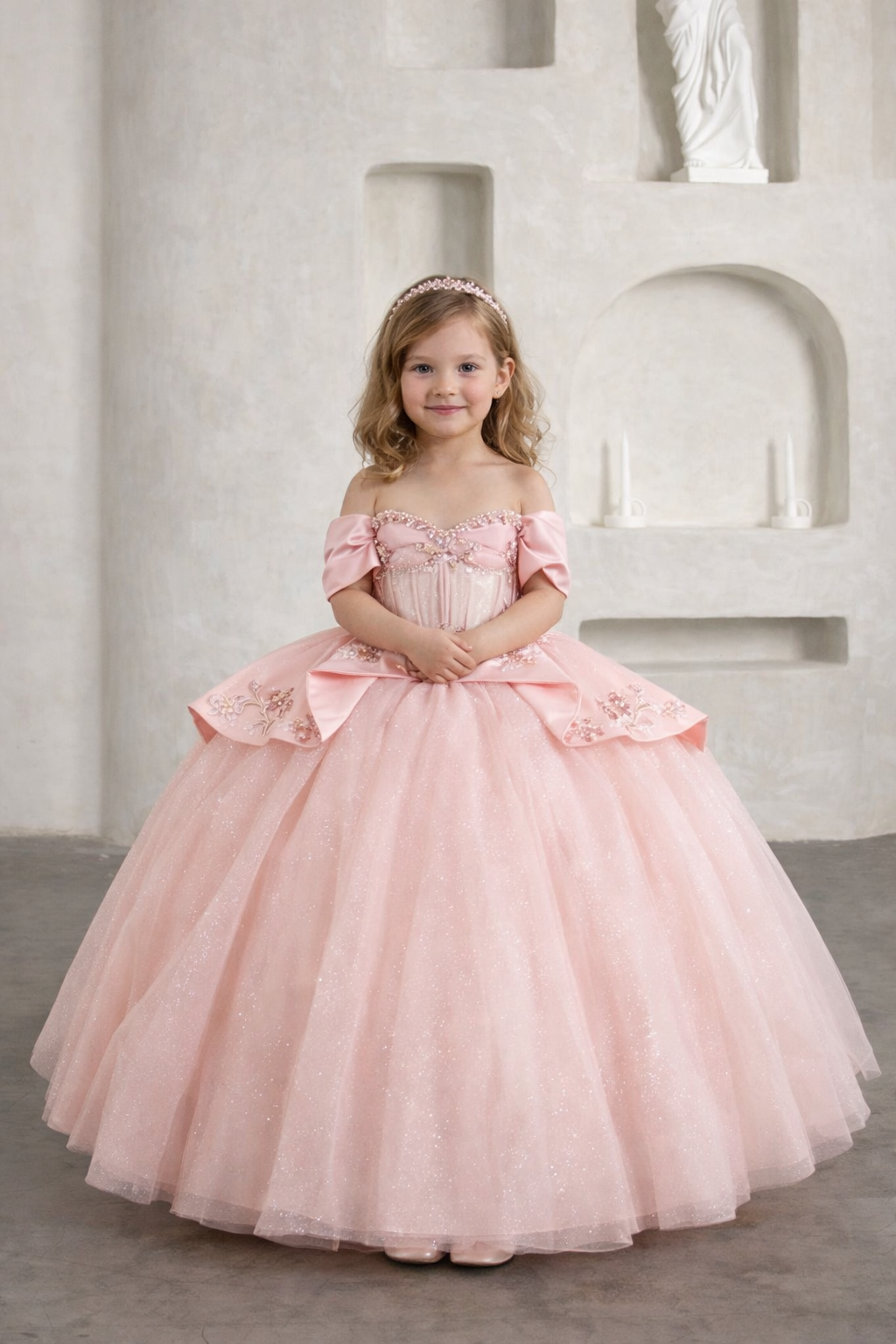 Girls Beaded Off Shoulder Gown by Calla SCK-327 – ABC Fashion