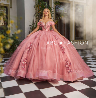 3D Floral Off Shoulder Quinceanera Dress by Ragazza EV41-641