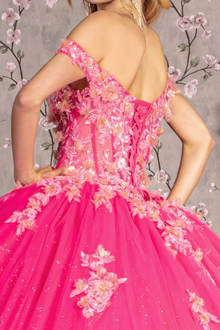 3D Floral Off Shoulder Corset Ball Gown by GLS Gloria GL3469