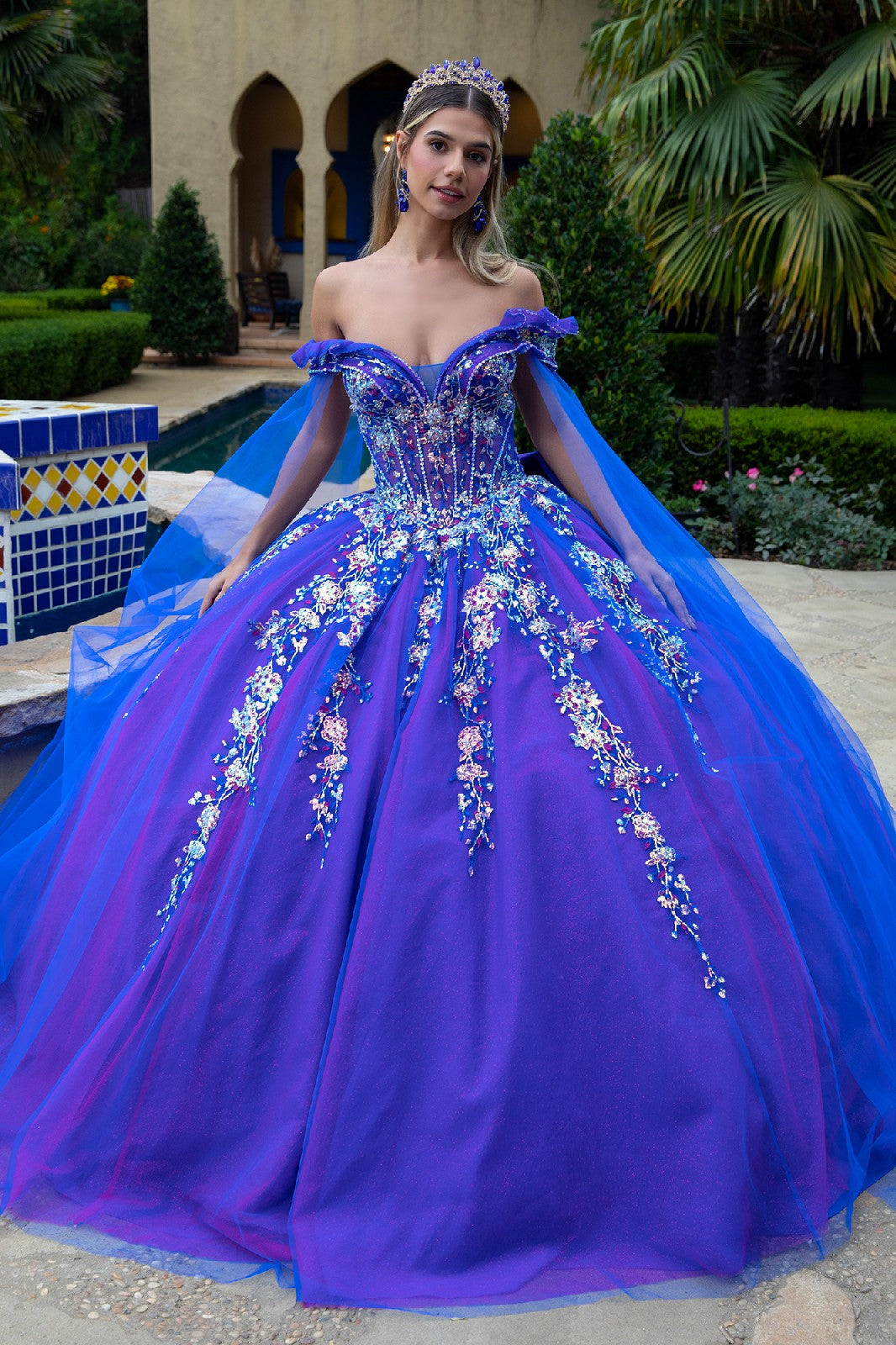 Sequin Cape Sleeve Ball Gown by GLS Gloria GL3518 – ABC Fashion