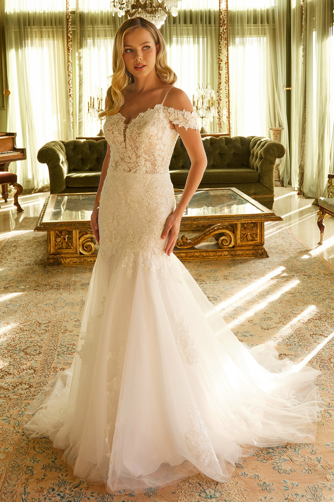 Cold Shoulder Mermaid Bridal Gown by GLS Gloria GL3537 3XL / Off White Cold Shoulder Mermaid Bridal Gown by GLS Gloria GL3537 3XL / Off White