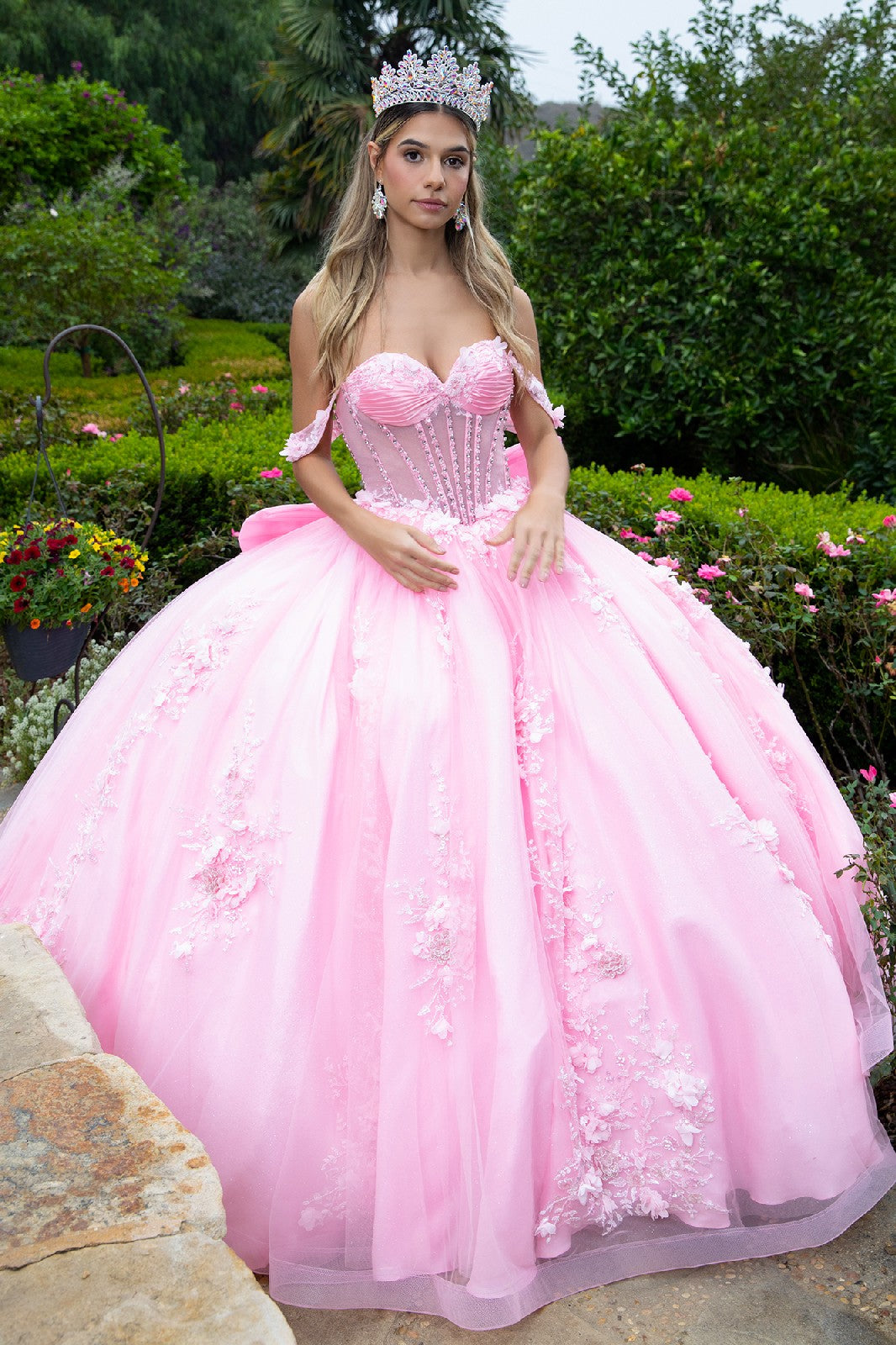 bow off the shoulder dress Off Shoulder Bow Ball Gown by GLS Gloria GL3576 S / Pink