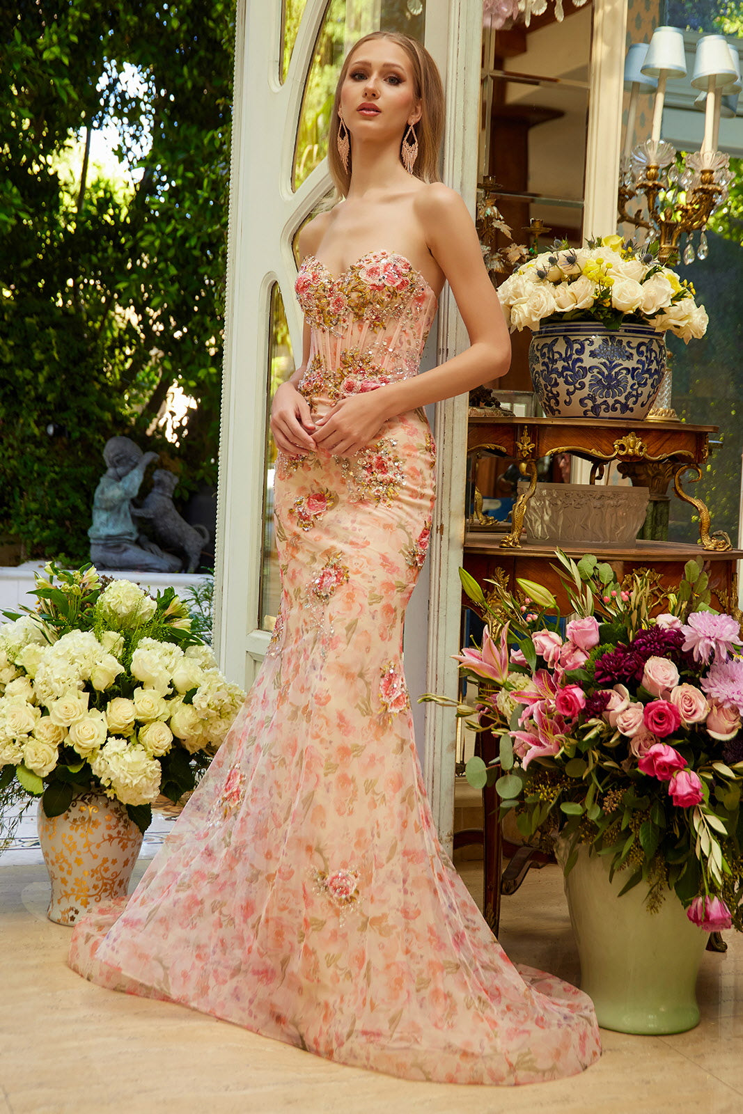 flower mermaid dress Floral Strapless Mermaid Dress by GLS Gloria GL3627 – ABC Fashion