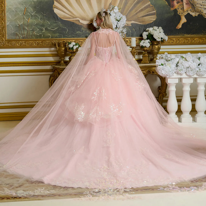Sleeveless Cape Ball Gown by Elizabeth K GL3645