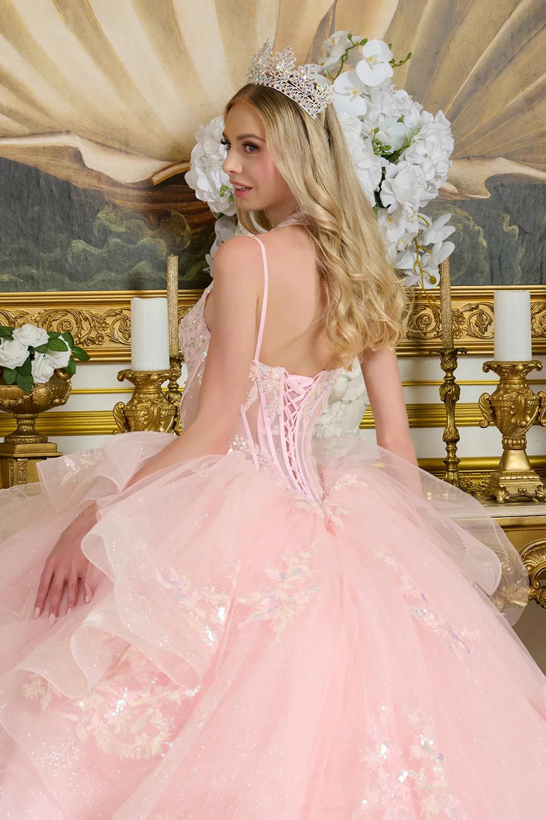 Sleeveless Cape Ball Gown by Elizabeth K GL3645