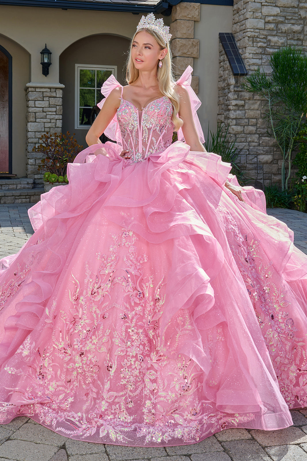 Sleeveless Ruffled Ball Gown by Elizabeth K GL3804 – ABC Fashion