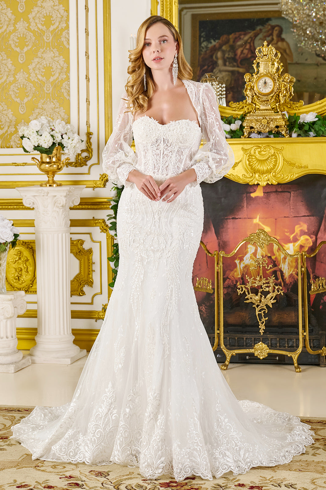 Strapless Bolero Bridal Gown by GLS Gloria GL3826 2XL / Off White