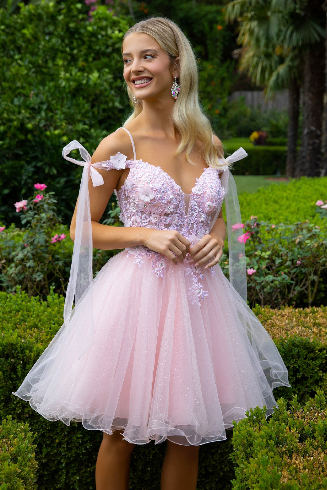 Short Cold Shoulder Bow Dress by Elizabeth K GS3513