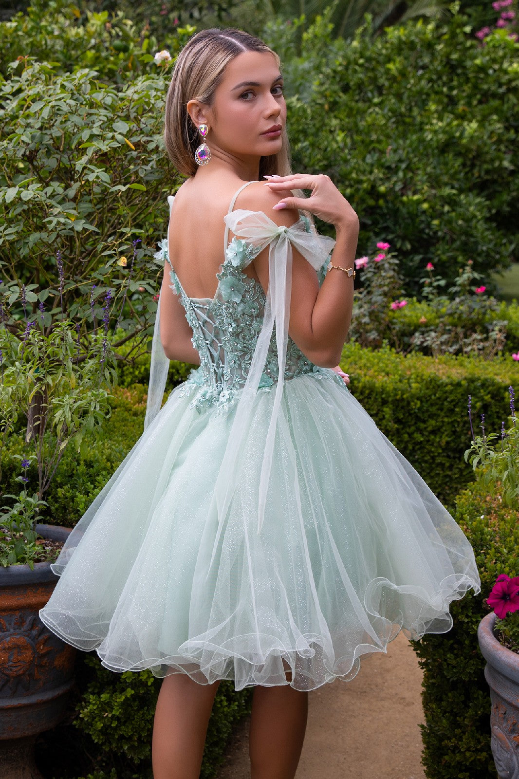 Short Cold Shoulder Bow Dress by Elizabeth K GS3513