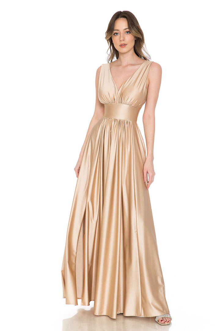 Sleeveless A-line Slit Gown by Lenovia 5232