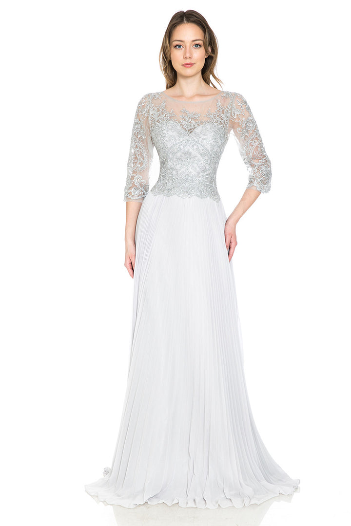 Chiffon 3/4 Sleeve A-line Gown by Lenovia 8145