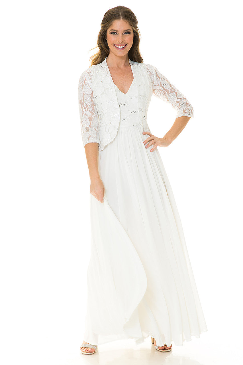 2-Piece Lace Jacket A-line Gown by Lenovia 5237