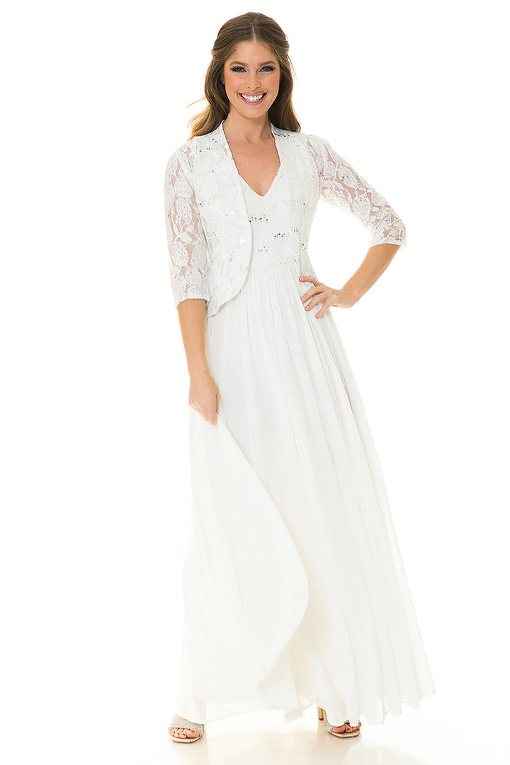 2-Piece Lace Jacket A-line Gown by Lenovia 5237