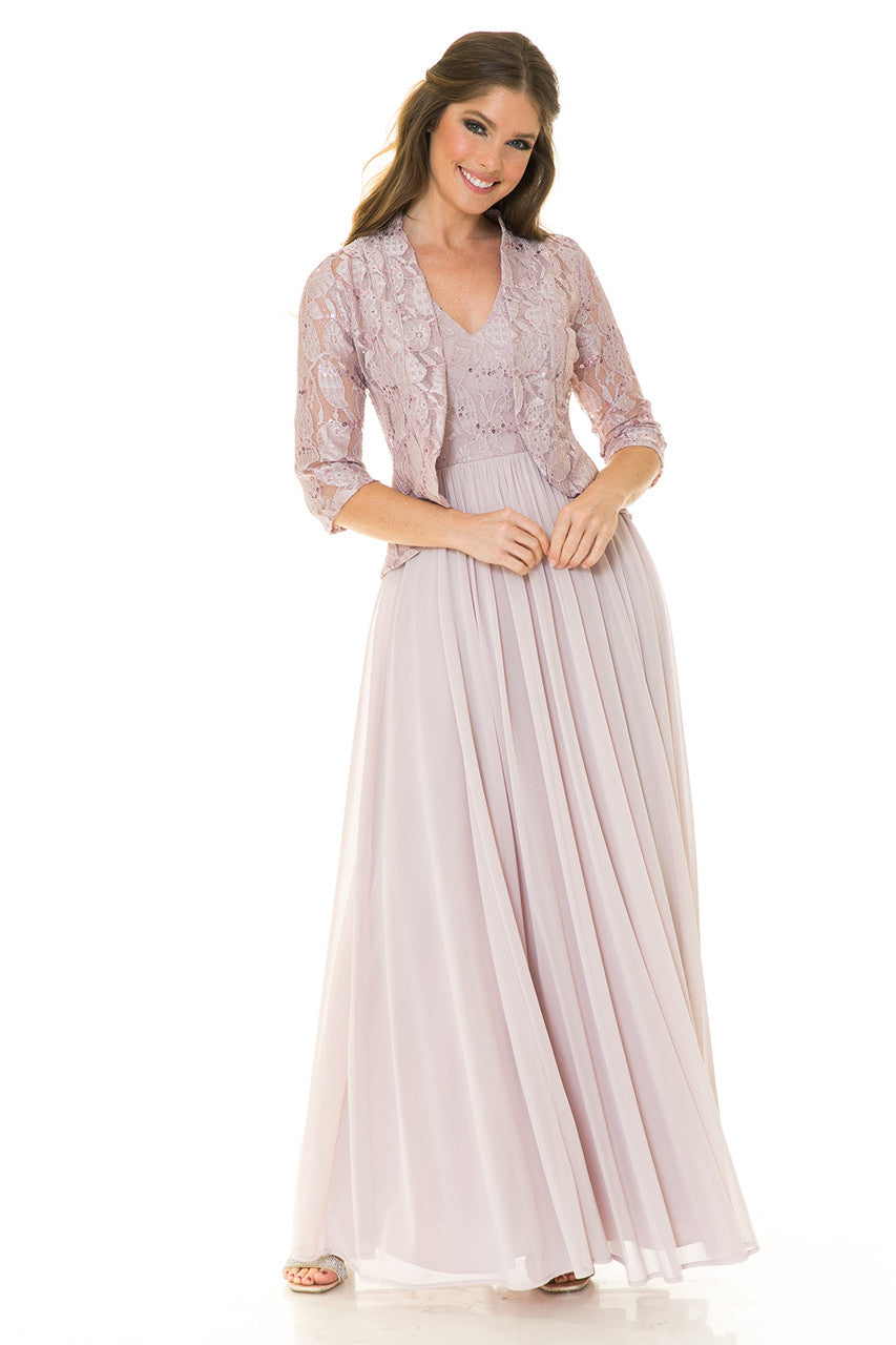 2-Piece Lace Jacket A-line Gown by Lenovia 5237