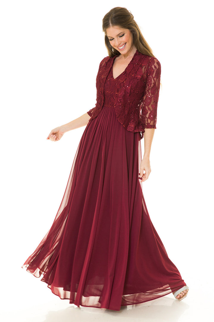 2-Piece Lace Jacket A-line Gown by Lenovia 5237
