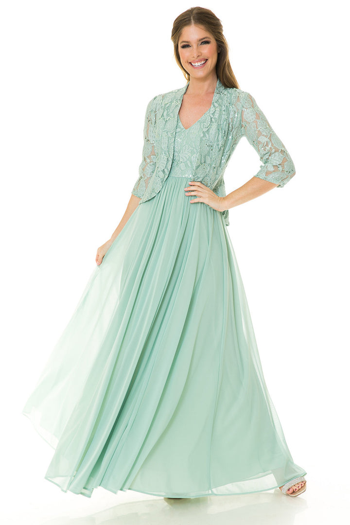 2-Piece Lace Jacket A-line Gown by Lenovia 5237