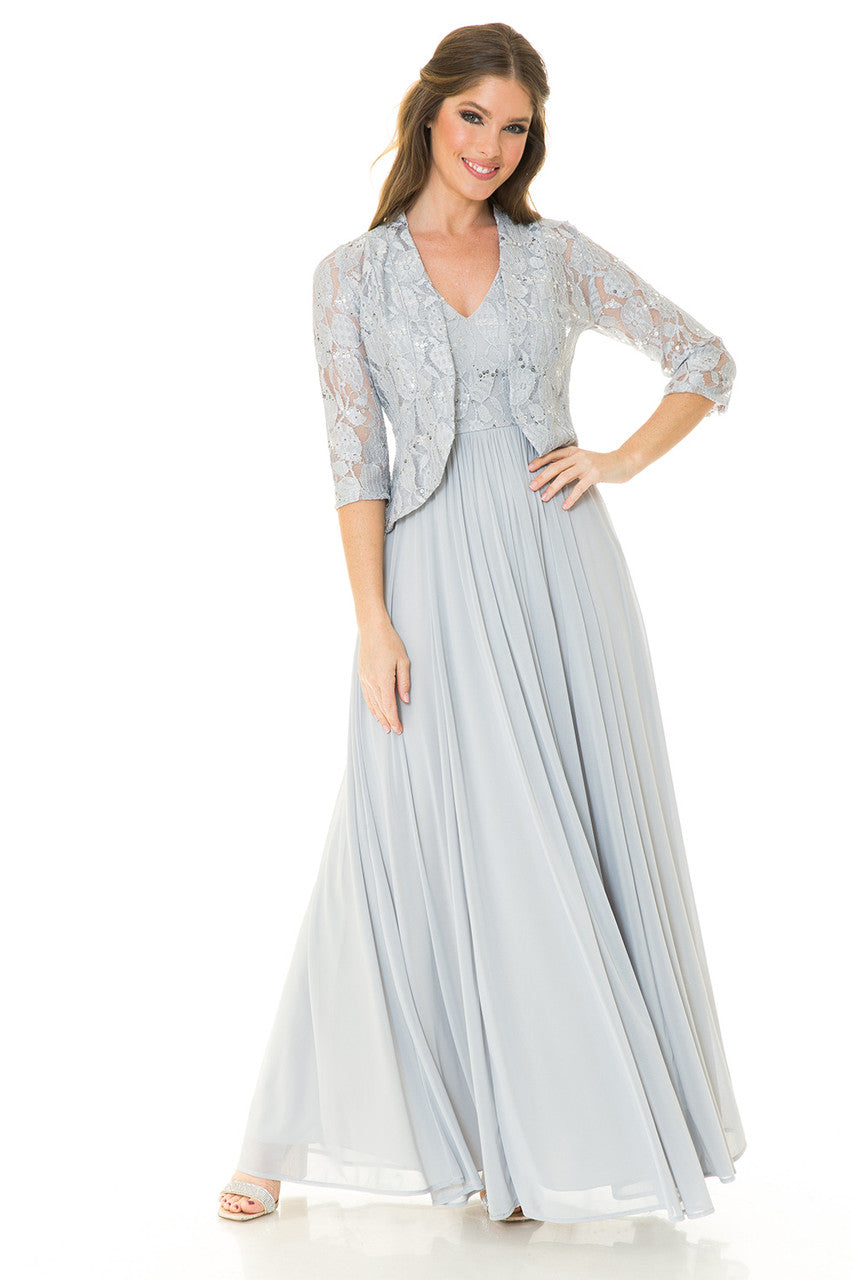 2-Piece Lace Jacket A-line Gown by Lenovia 5237