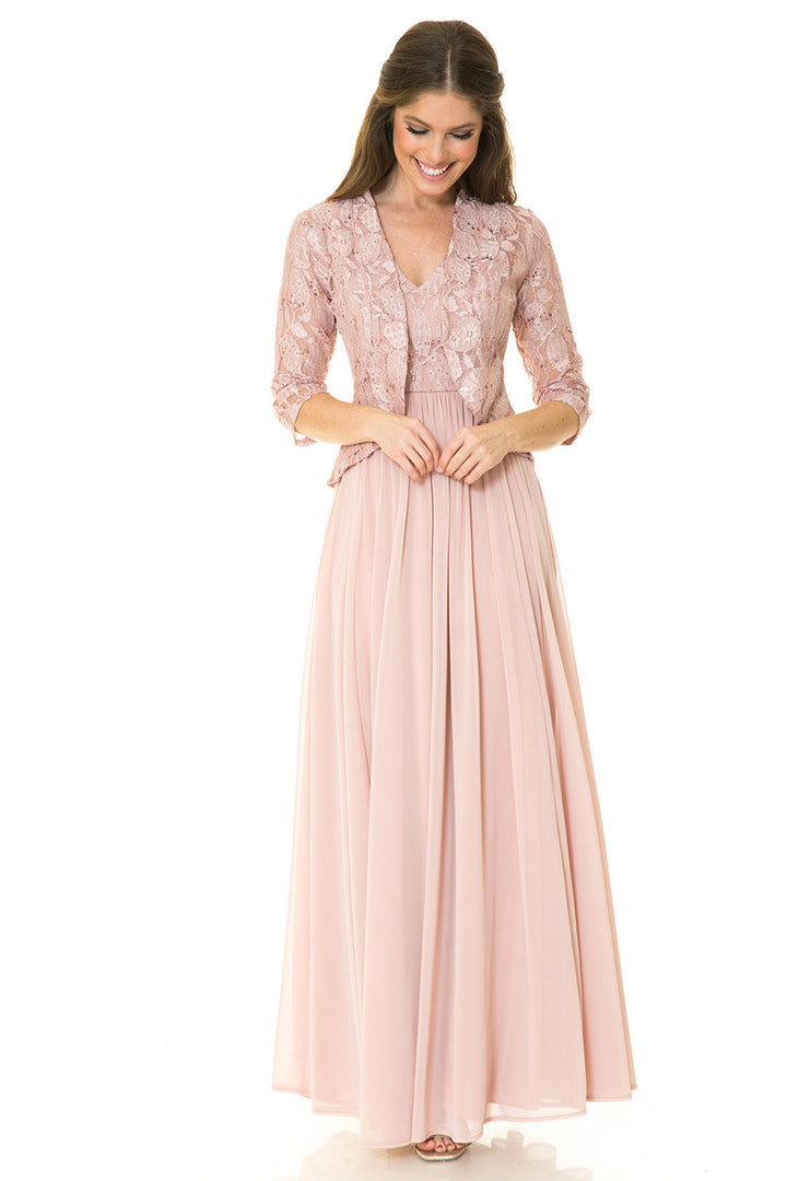 2-Piece Lace Jacket A-line Gown by Lenovia 5237