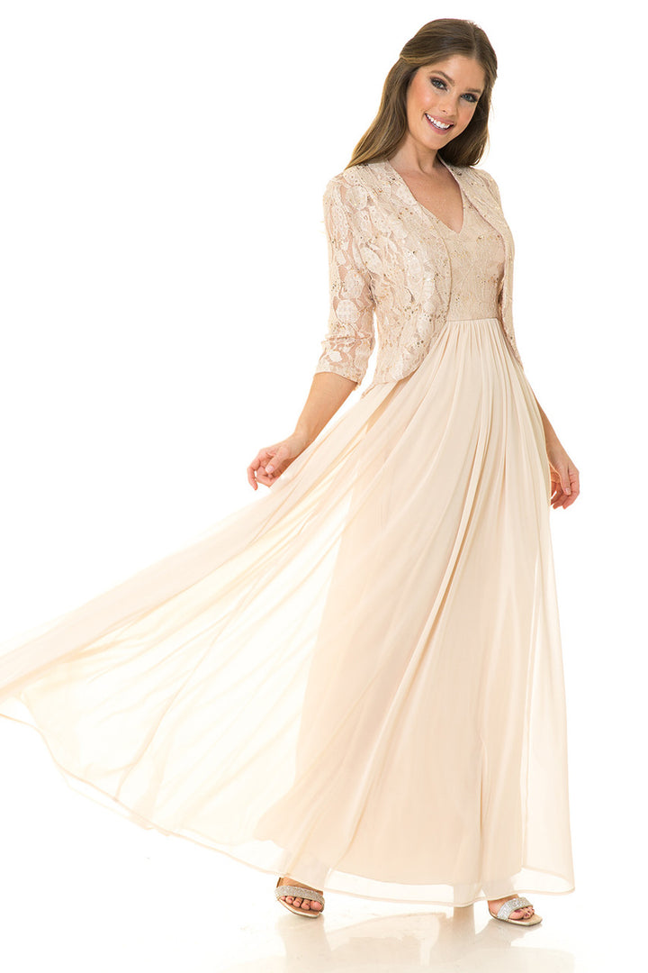 2-Piece Lace Jacket A-line Gown by Lenovia 5237